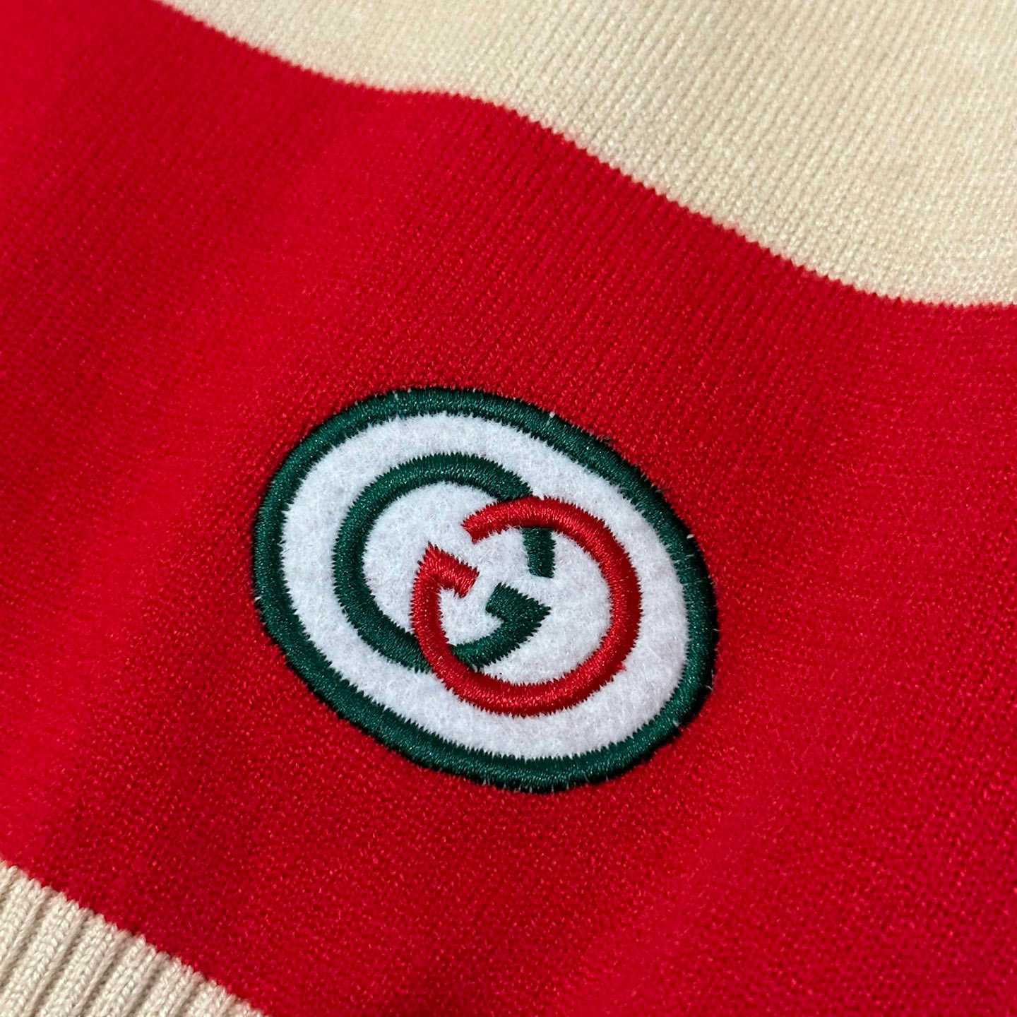 Gucci Logo Embroidered Striped Cotton Half-Placket Sweater - PerfectKickZ