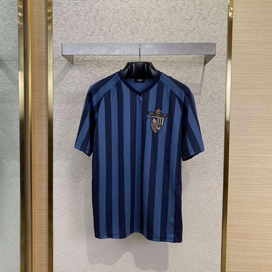 Fendi Blue Pequin Fabric T-shirt - PerfectKickZ