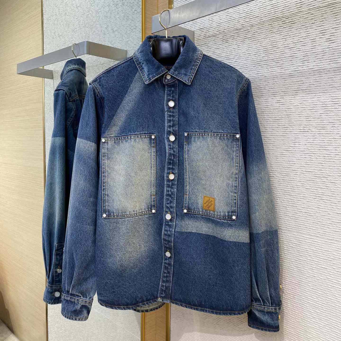 Louis Vuitton Sunfaded Effect Denim Long-Sleeved Shirt   1AHCI4 - PerfectKickZ