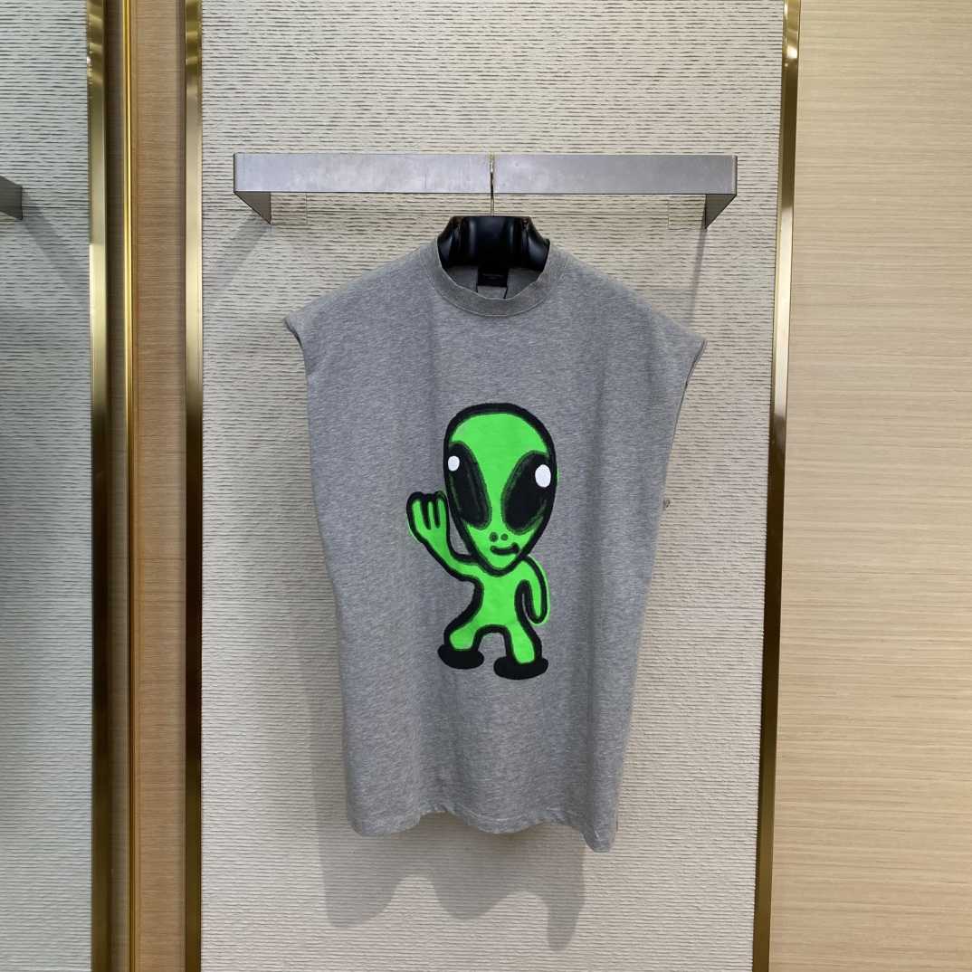 Balenciaga Hi There + Dripley Sleeveless T-Shirt In Heather Grey - PerfectKickZ