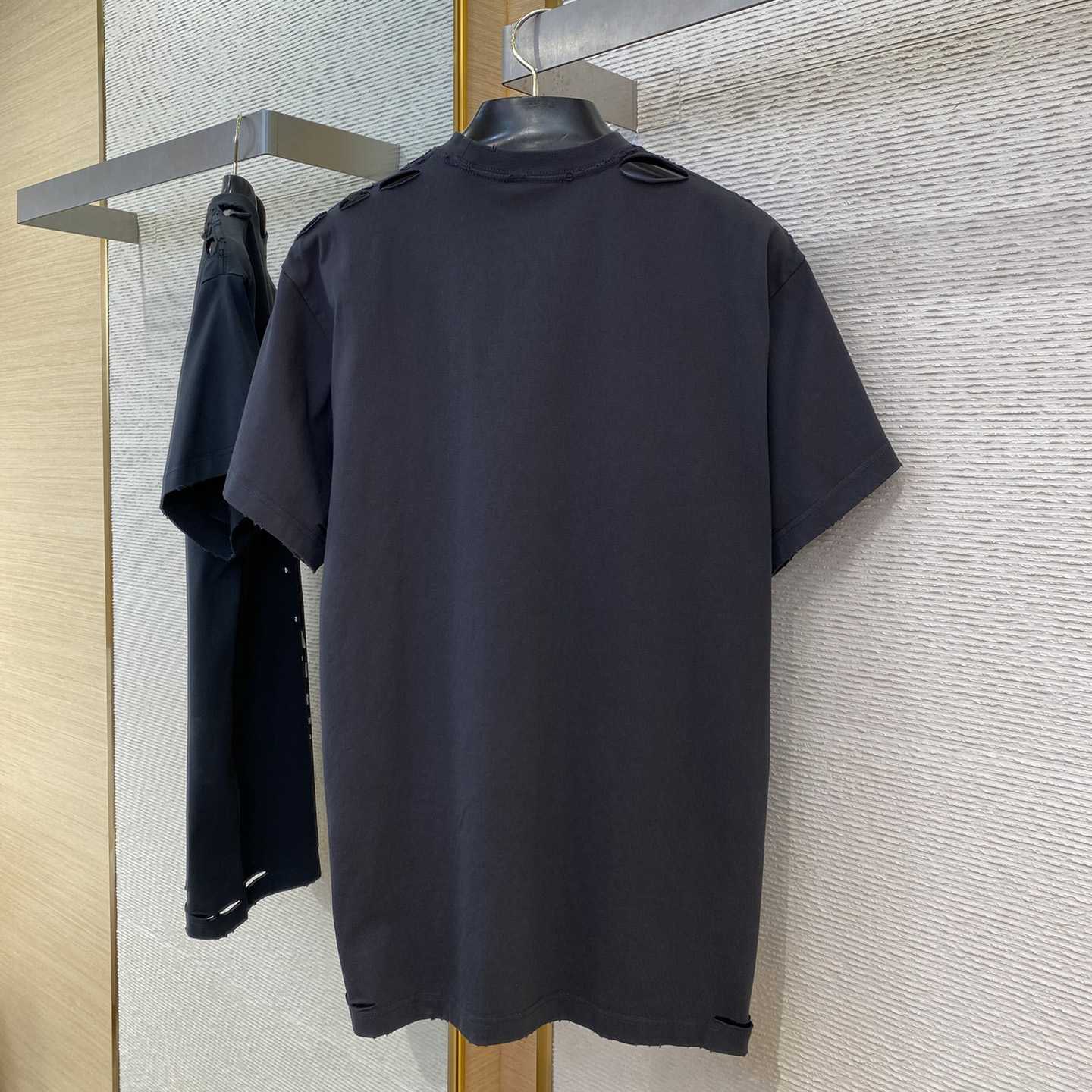 Balenciaga Eye Chart Distressed Oversize Cotton T-shirt - PerfectKickZ