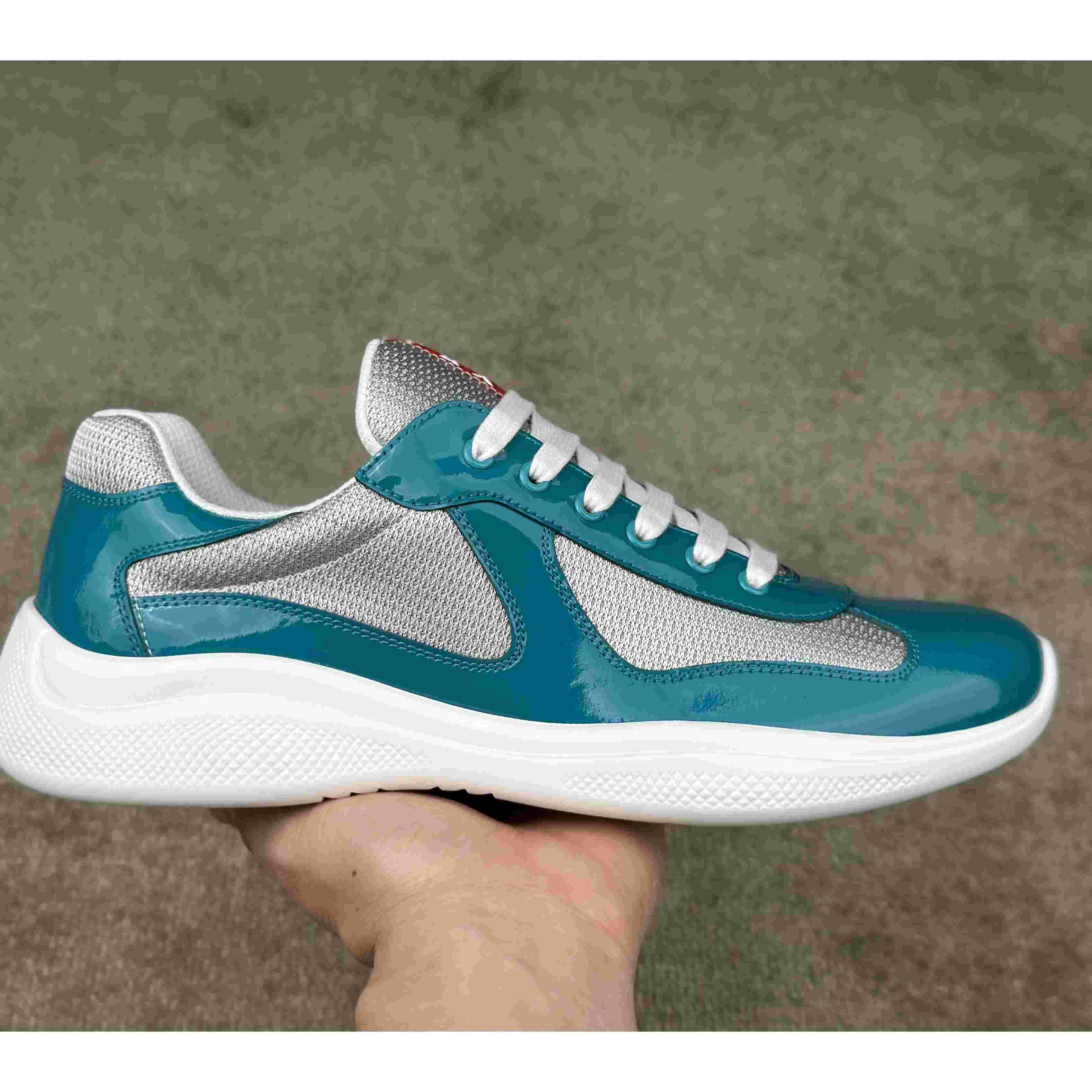 Prada America's Cup Patent Leather And Bike Fabric Sneakers - PerfectKickZ