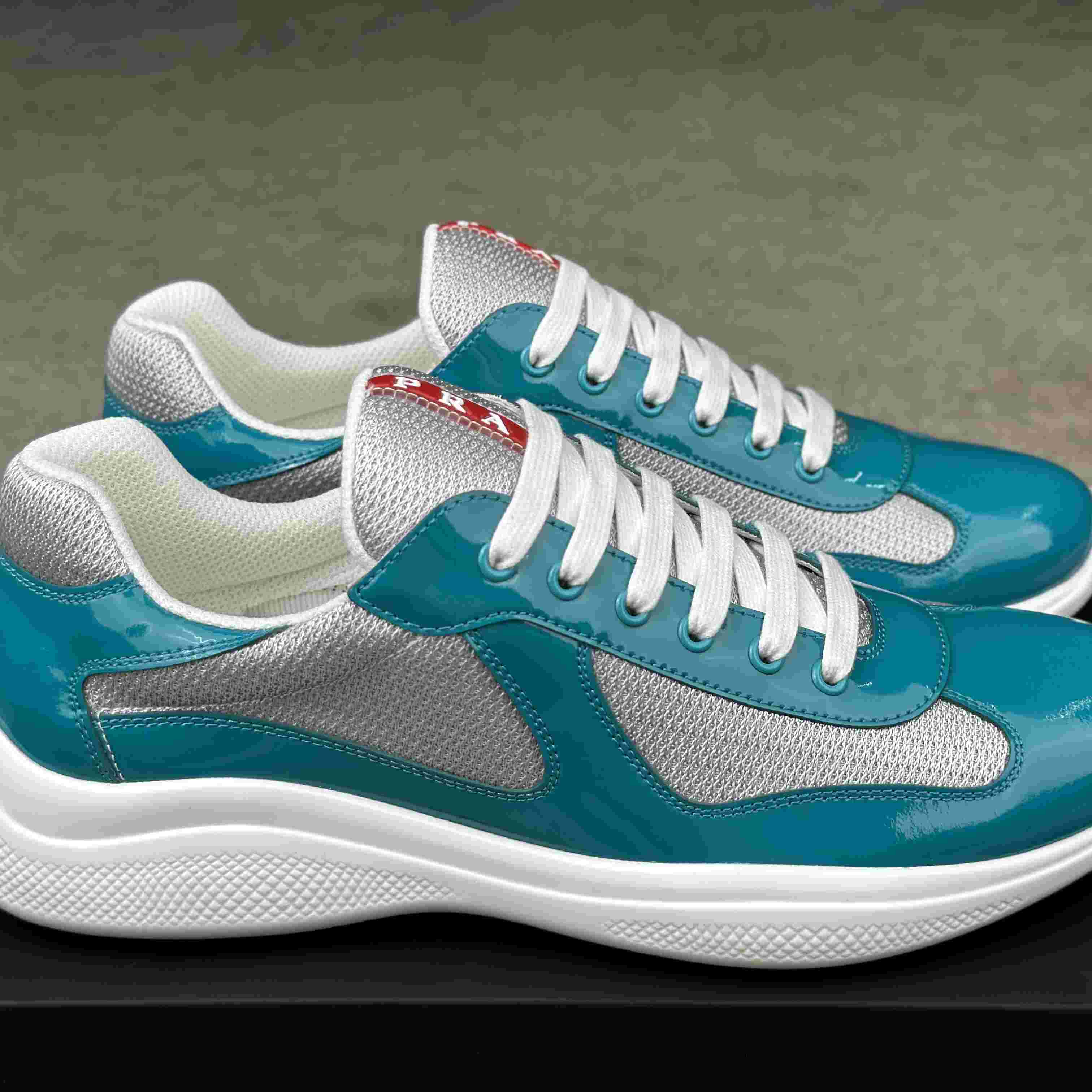 Prada America's Cup Patent Leather And Bike Fabric Sneakers - PerfectKickZ