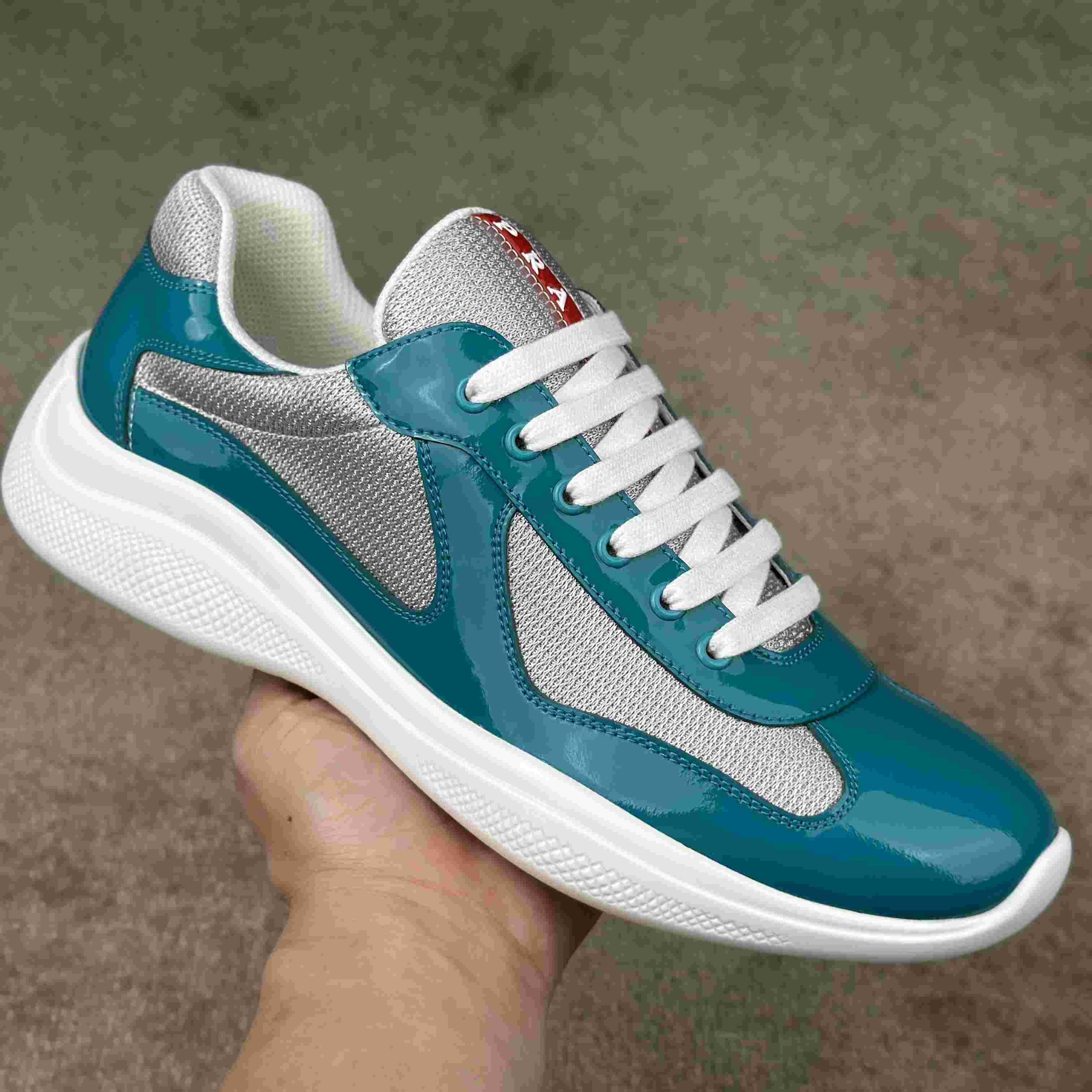 Prada America's Cup Patent Leather And Bike Fabric Sneakers - PerfectKickZ