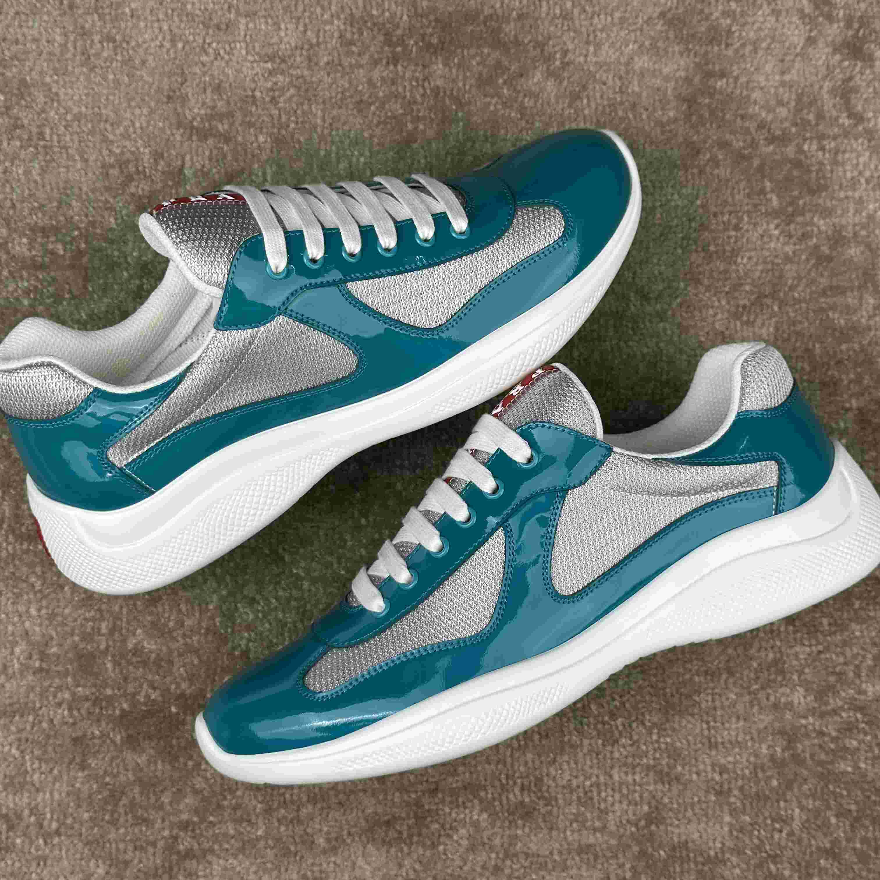 Prada America's Cup Patent Leather And Bike Fabric Sneakers - PerfectKickZ