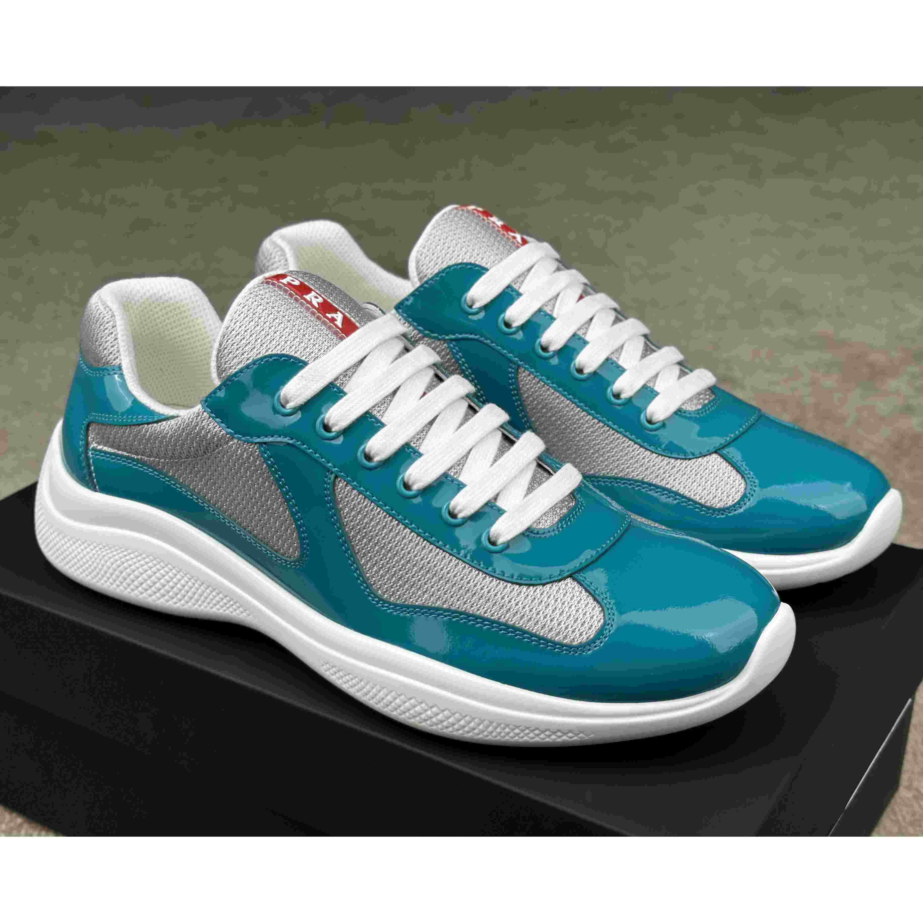 Prada America's Cup Patent Leather And Bike Fabric Sneakers - PerfectKickZ