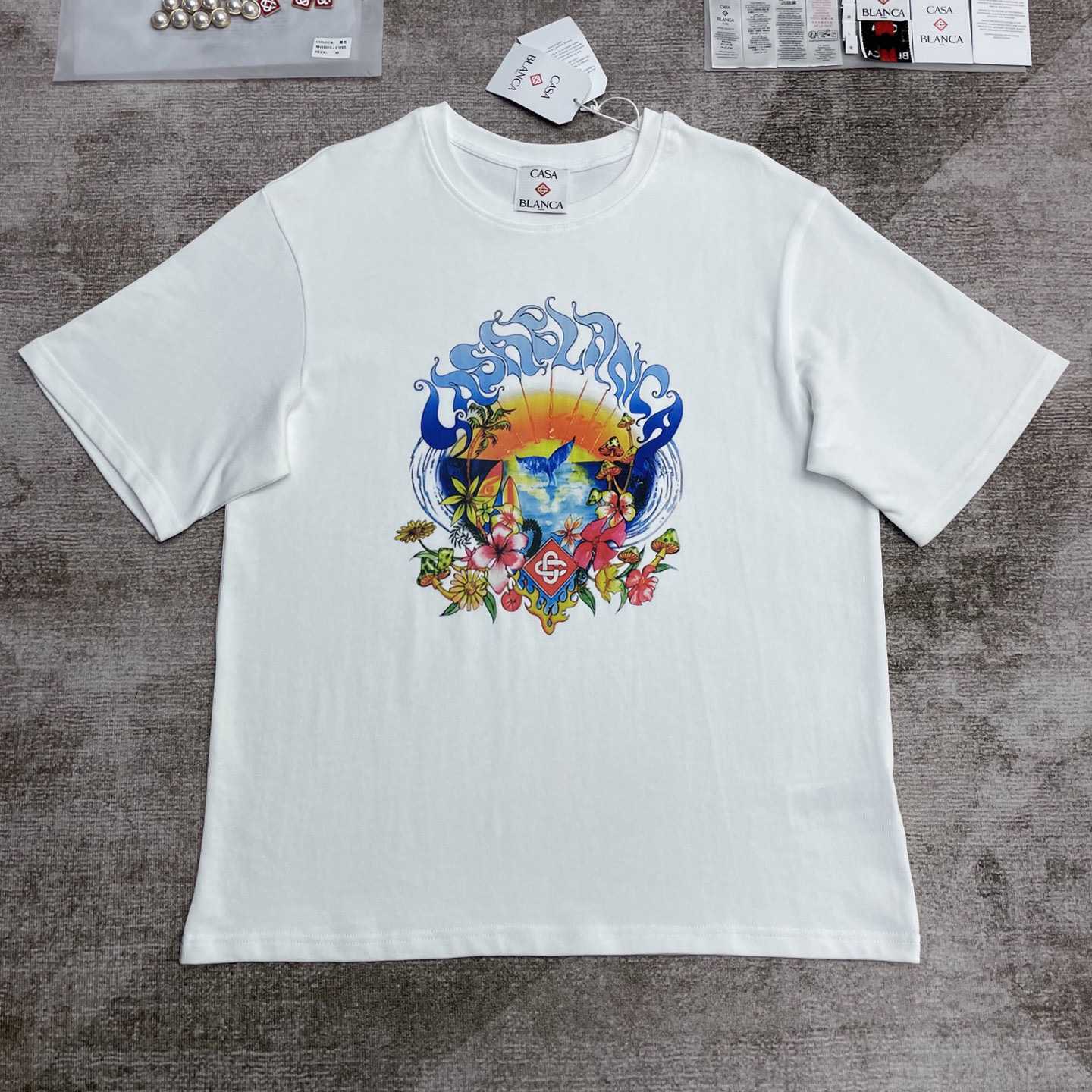 Casablanca Surf Trip Printed Tee - White  C996 - PerfectKickZ