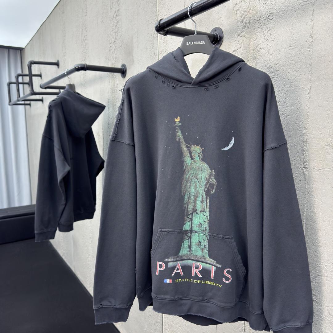 Balenciaga Paris Liberty Distressed Hoodie - PerfectKickZ