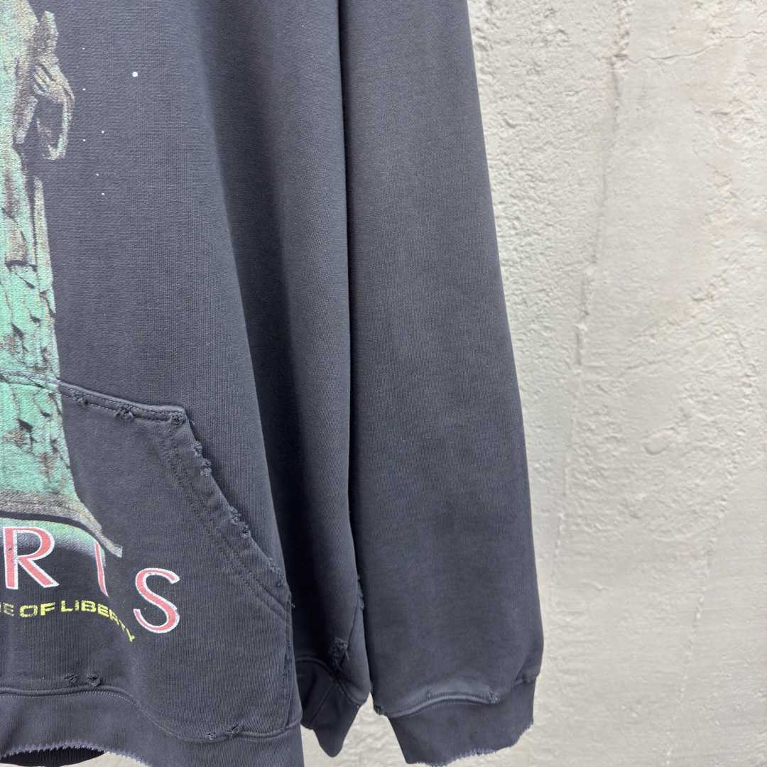 Balenciaga Paris Liberty Distressed Hoodie - PerfectKickZ