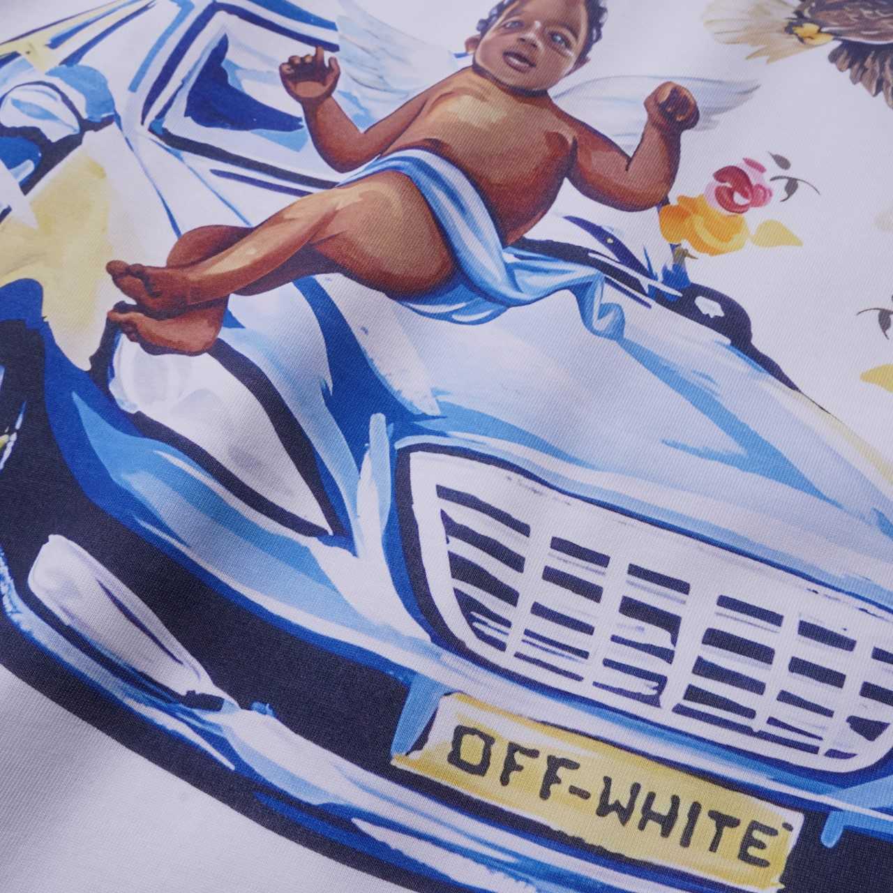 Off White White Car Fresco T-Shirt - PerfectKickZ