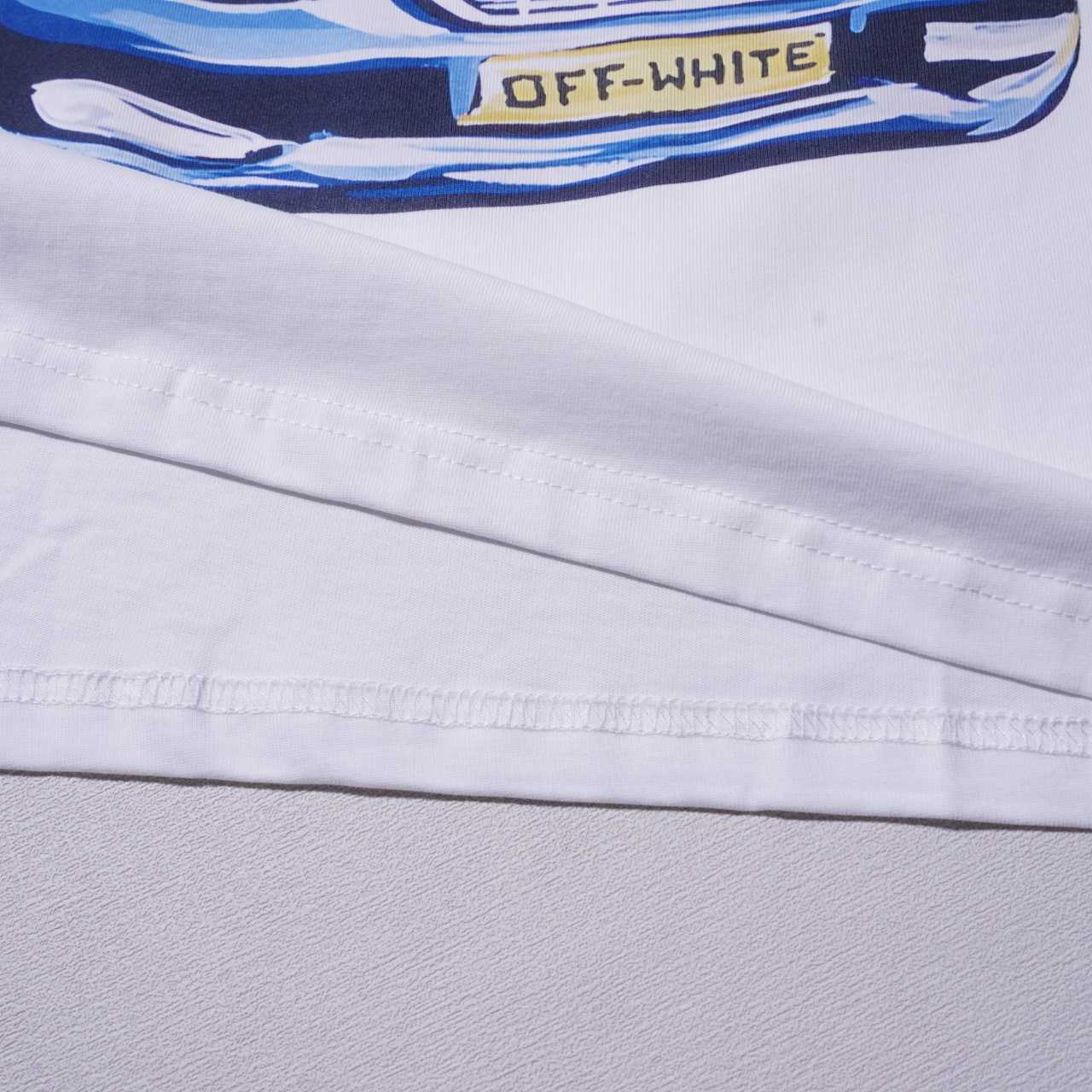 Off White White Car Fresco T-Shirt - PerfectKickZ