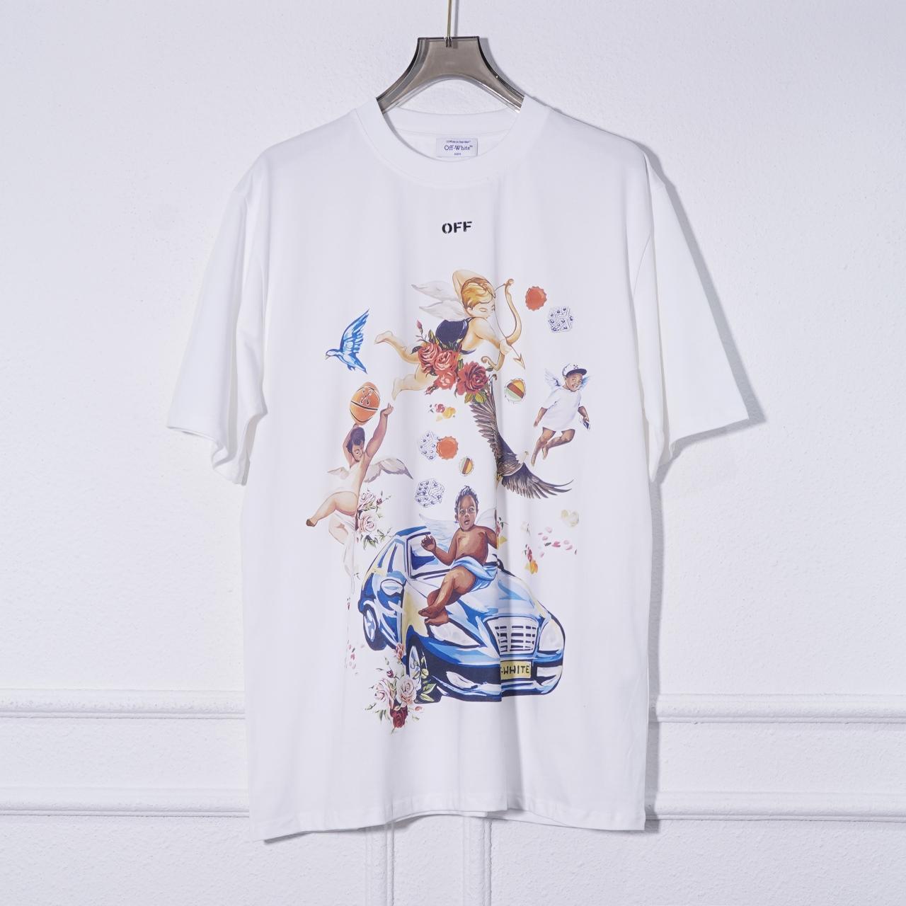 Off White White Car Fresco T-Shirt - PerfectKickZ
