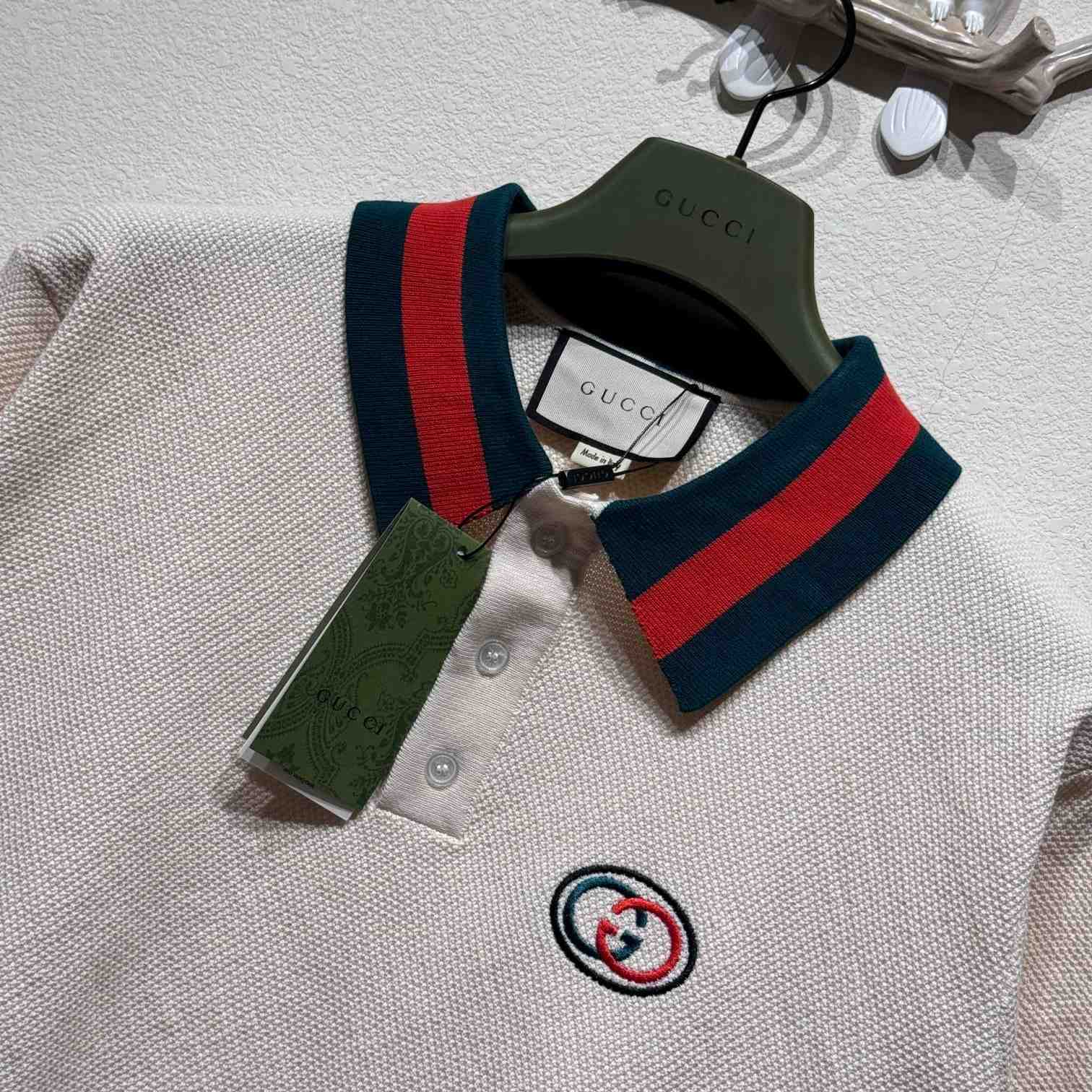 Gucci Knit Cotton Polo Shirt With Web - PerfectKickZ