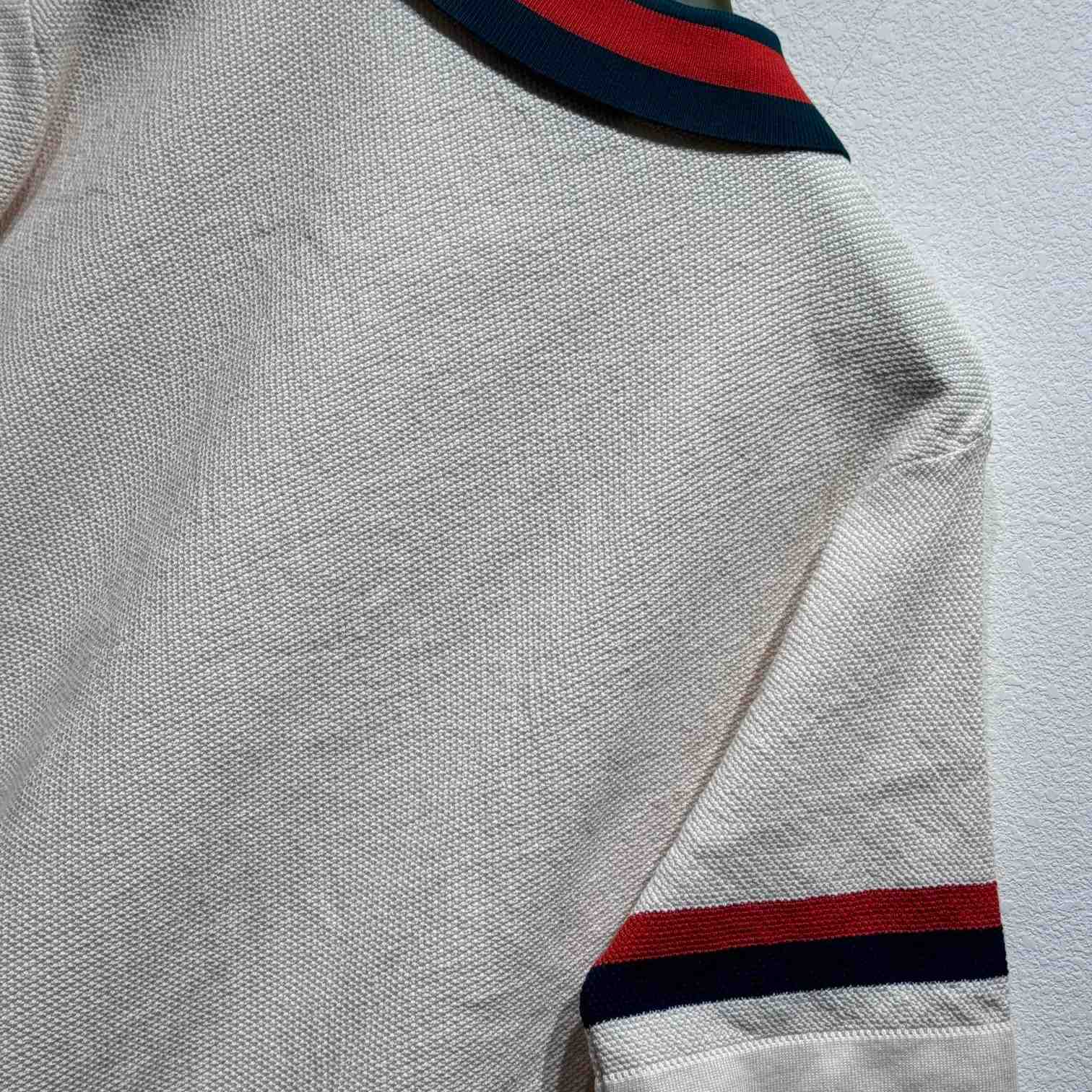 Gucci Knit Cotton Polo Shirt With Web - PerfectKickZ