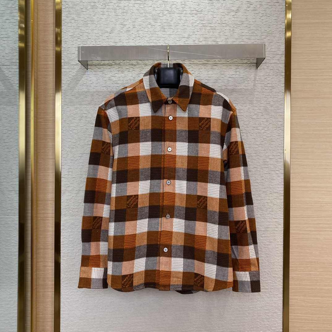 Louis Vuitton Button-Down Long-Sleeved Flannel Shirt  1AFXSJ - PerfectKickZ