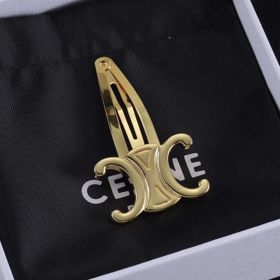 Celine Hair Clips In Brass With Gold Finish And Steel - PerfectKickZ