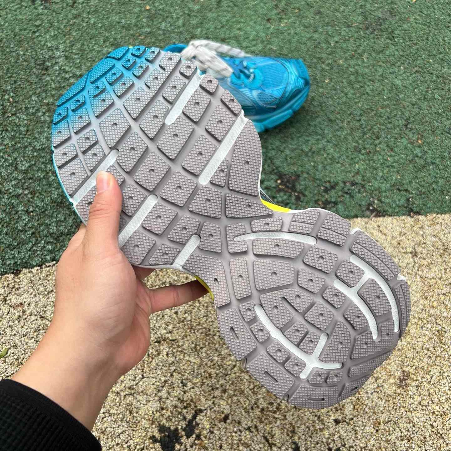 Balenciaga 3XL Toe Spray Sneaker In white, blue and yellow - PerfectKickZ