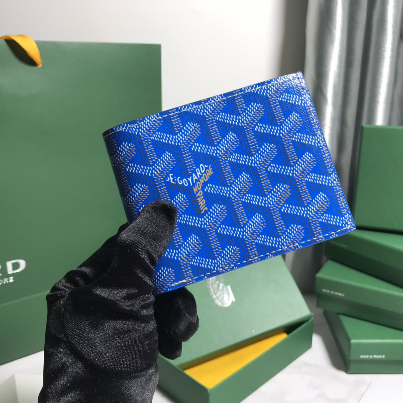 Goyard Short 8 Card Slots Billfold Wallet Blue - PerfectKickZ