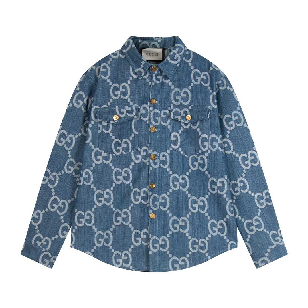 Gucci Jumbo GG Denim Shirt - PerfectKickZ