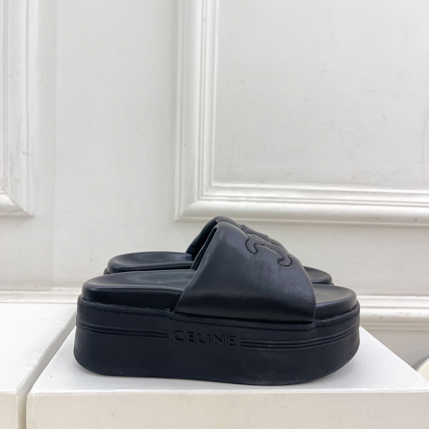Celine Block Slide With Triomphe In Lambskin - PerfectKickZ