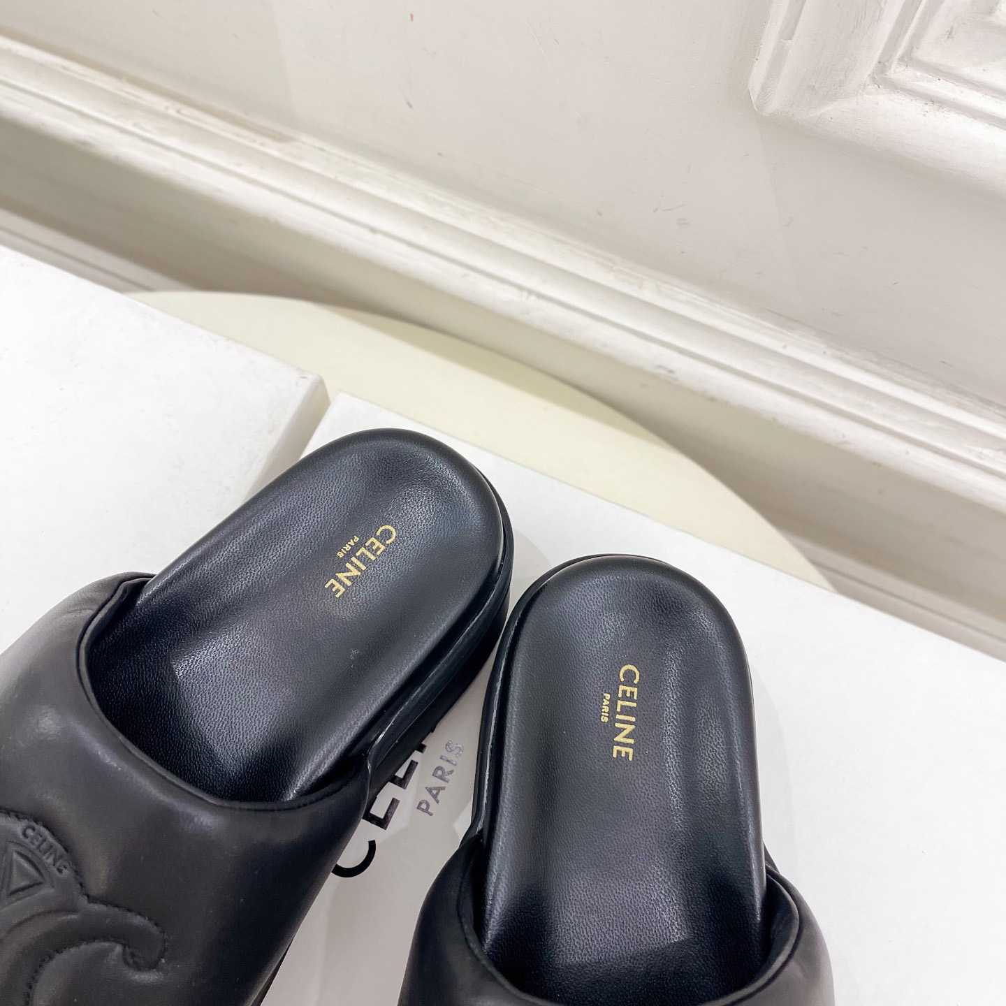 Celine Block Slide With Triomphe In Lambskin - PerfectKickZ