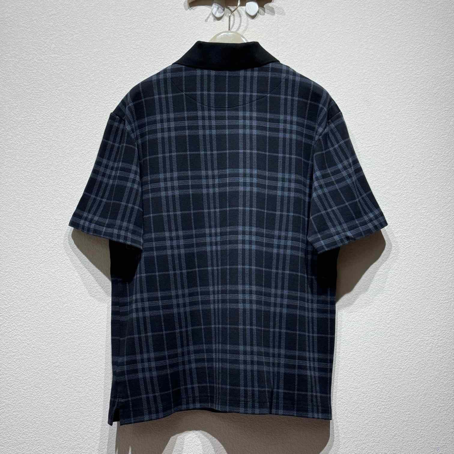 Burberry Navy Check Stretch Cotton Blend Polo - PerfectKickZ