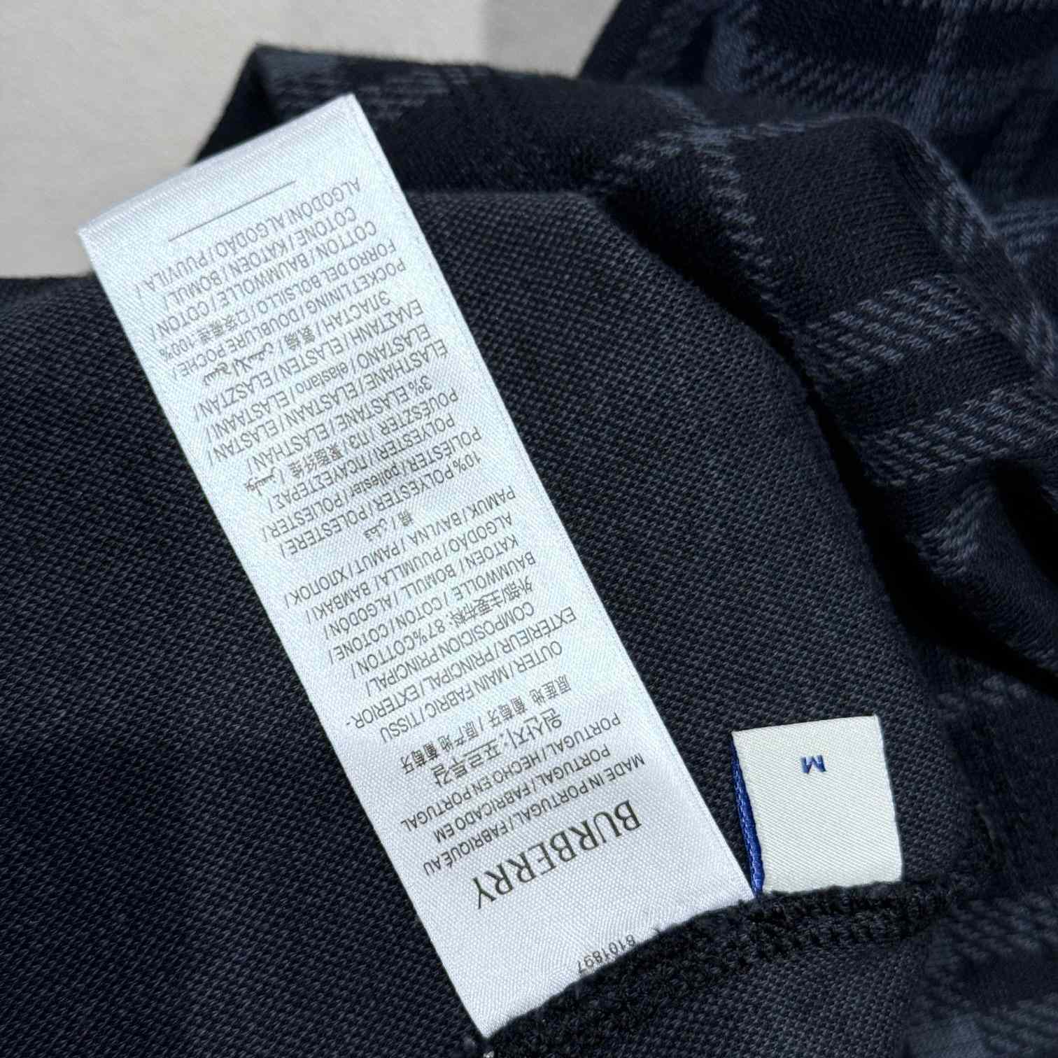 Burberry Navy Check Stretch Cotton Blend Polo - PerfectKickZ