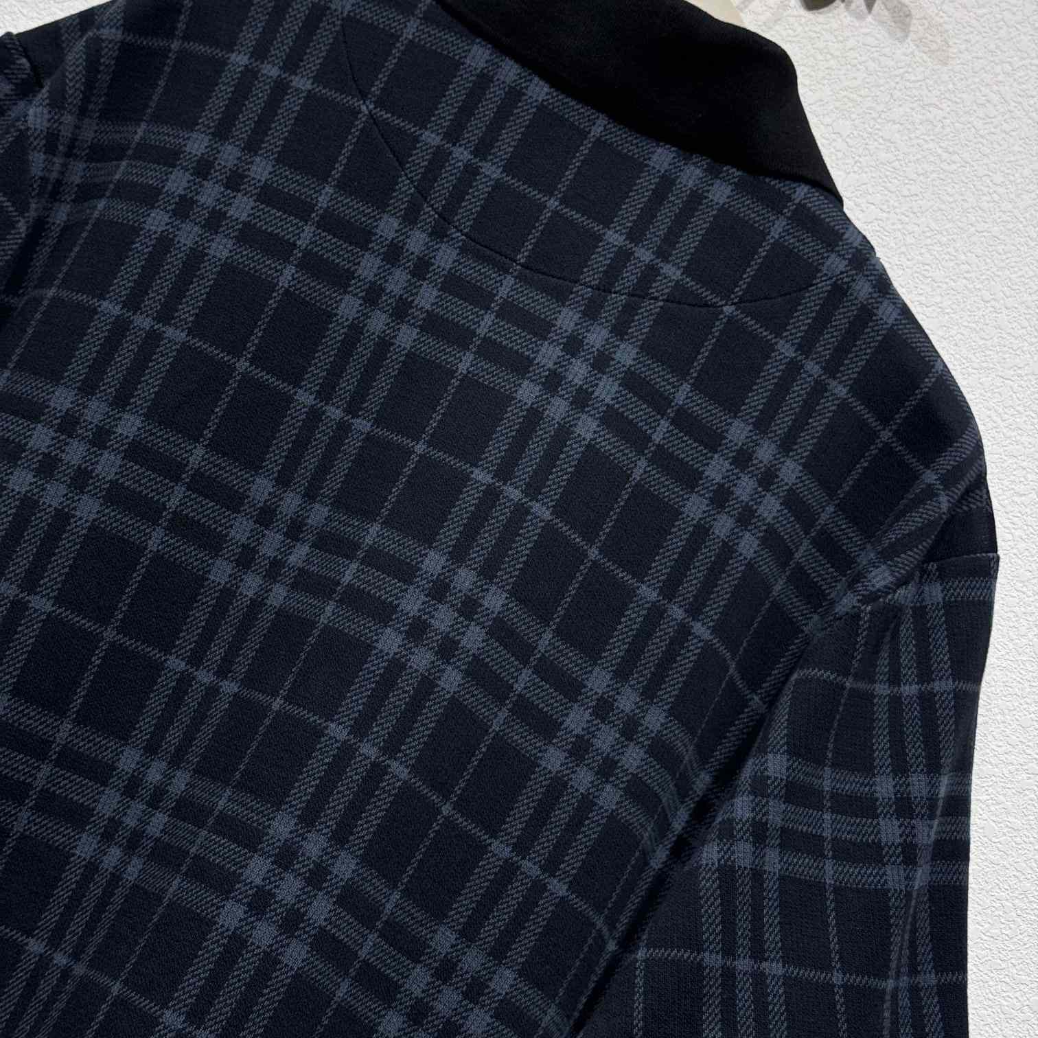 Burberry Navy Check Stretch Cotton Blend Polo - PerfectKickZ