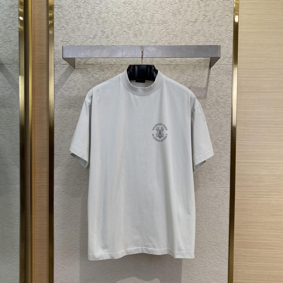 Balenciaga Men's White Oversized Key Crest T-Shirt - PerfectKickZ