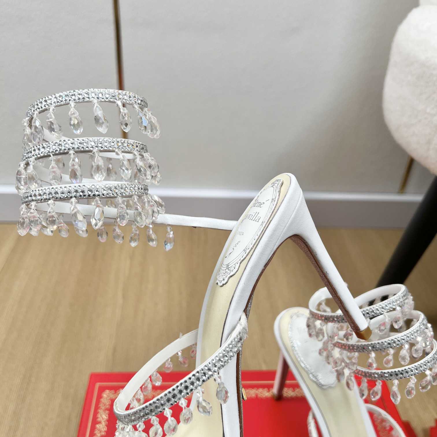 Rene Caovilla Jeweled Chandelier Crystal Teal Sandal  95mm - PerfectKickZ