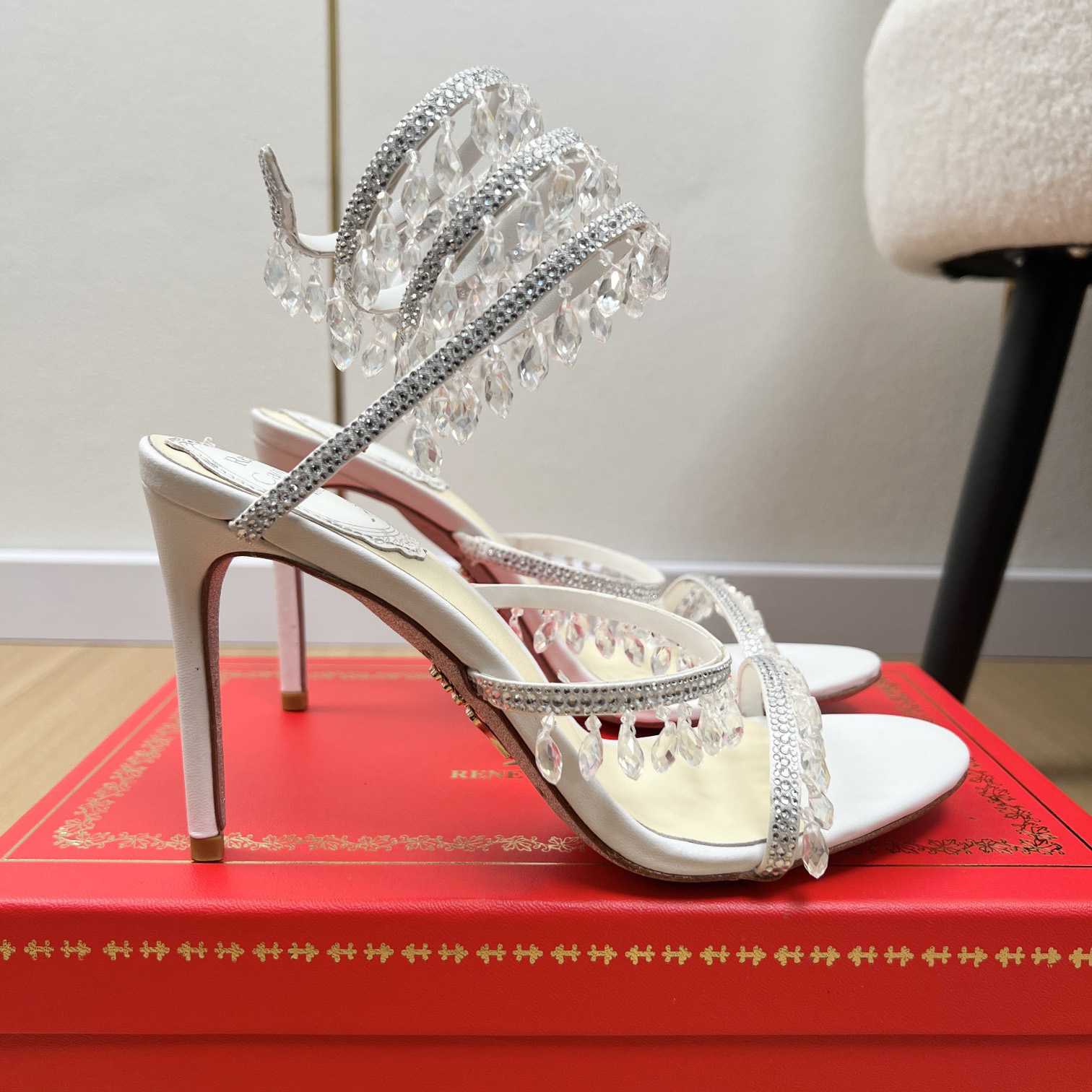 Rene Caovilla Jeweled Chandelier Crystal Teal Sandal  95mm - PerfectKickZ