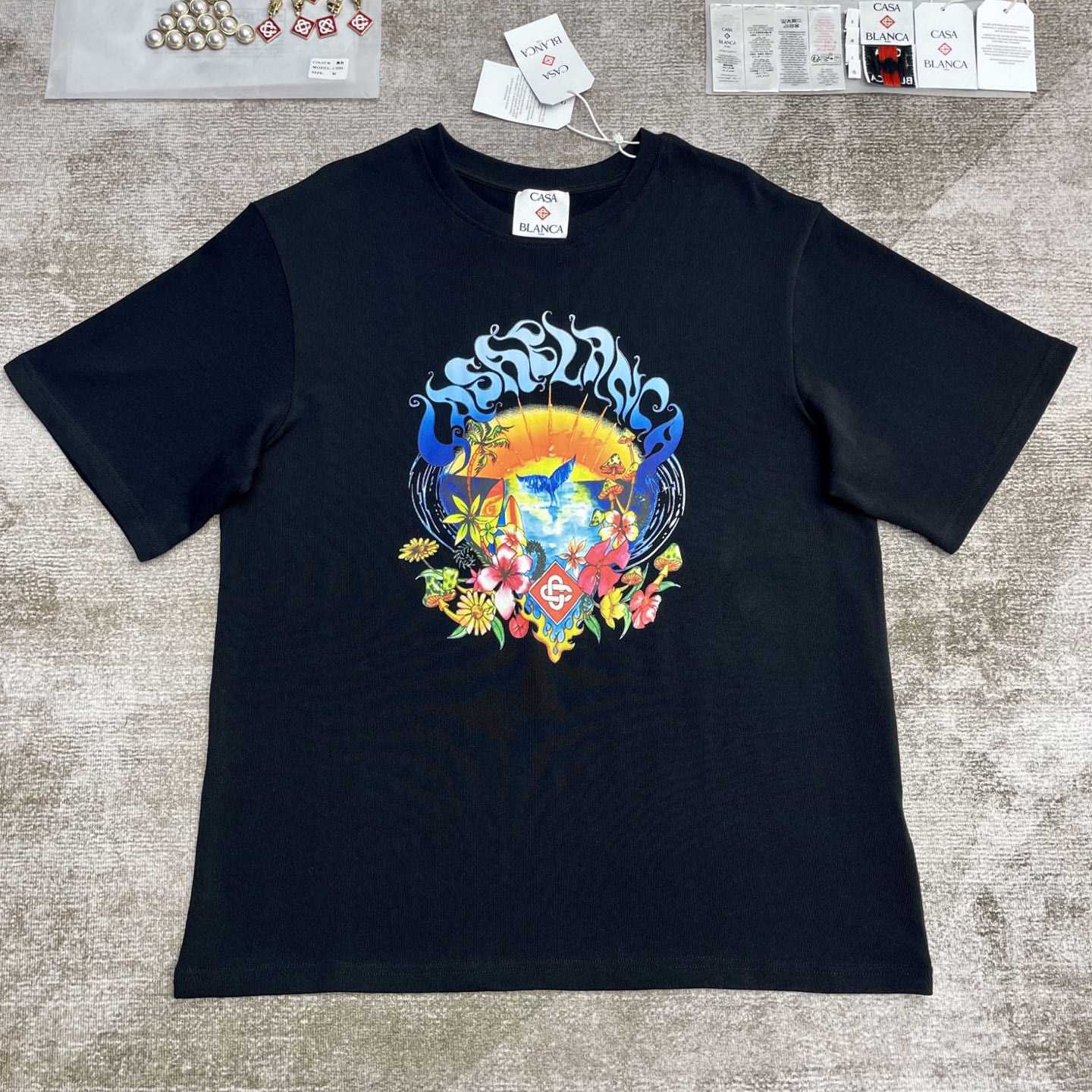 Casablanca Surf Trip Printed Tee - Black  C995 - PerfectKickZ