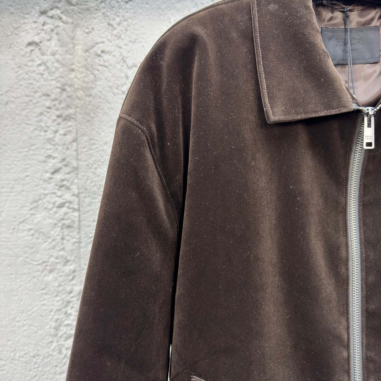 Prada Triangle-logo Velvet Blouson Jacket - PerfectKickZ