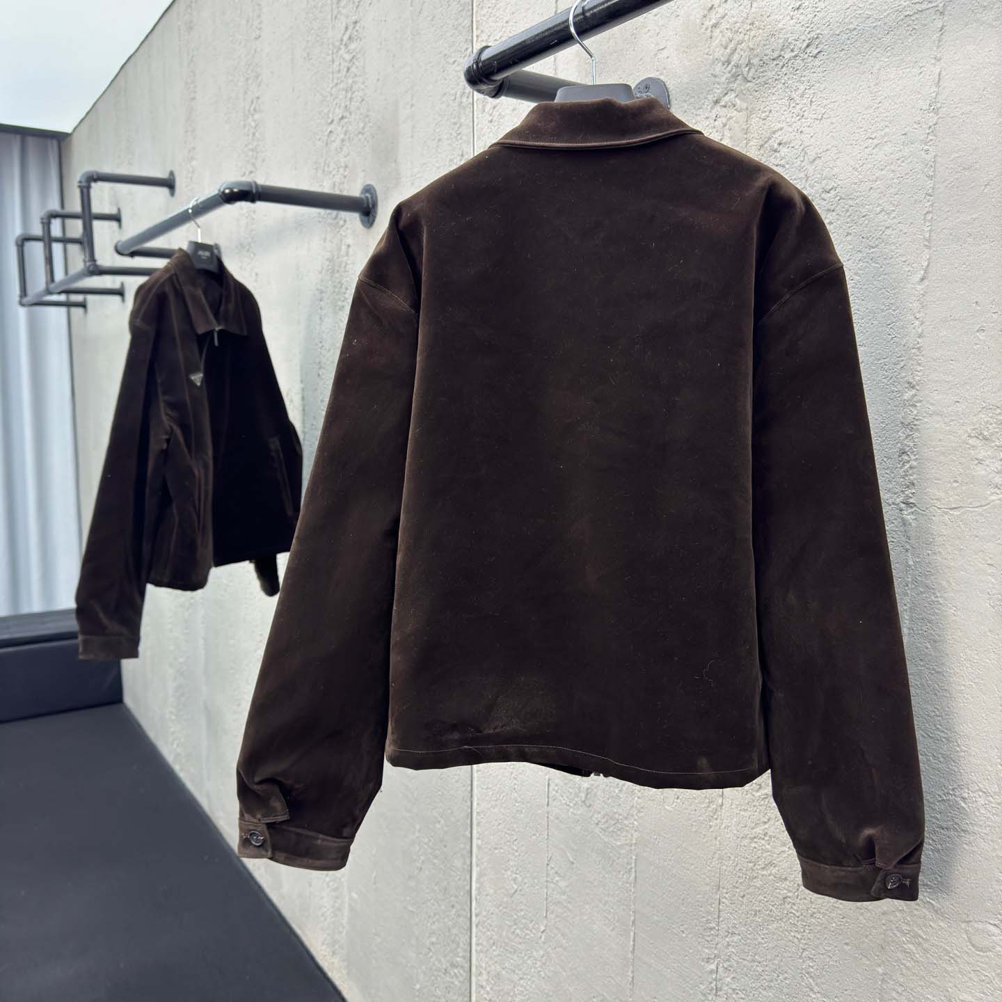 Prada Triangle-logo Velvet Blouson Jacket - PerfectKickZ