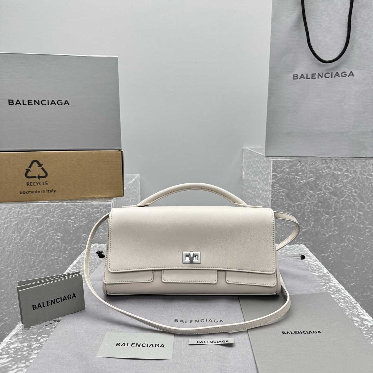 Balenciaga Bel Air Small Clutch On Strap In Almond  - PerfectKickZ