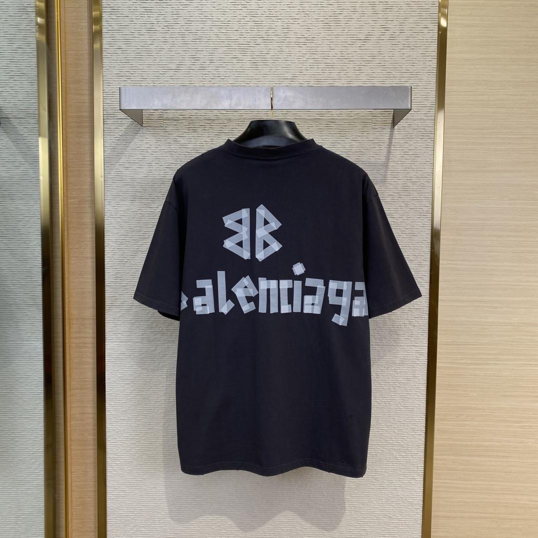 Balenciaga New Tape Type TR T-Shirt Medium Fit In Faded Washed Black - 