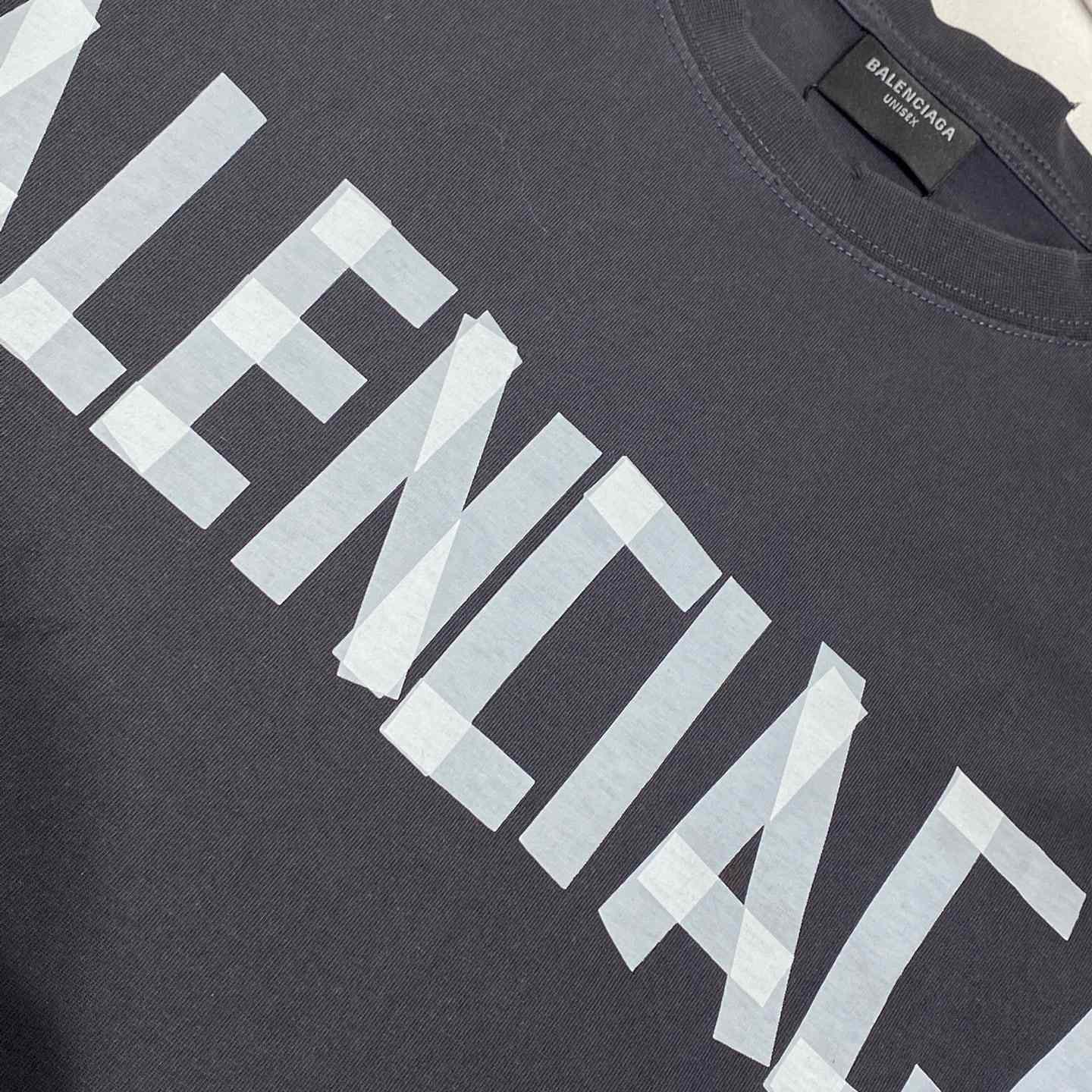 Balenciaga New Tape Type TR T-Shirt Medium Fit In Faded Washed Black - PerfectKickZ