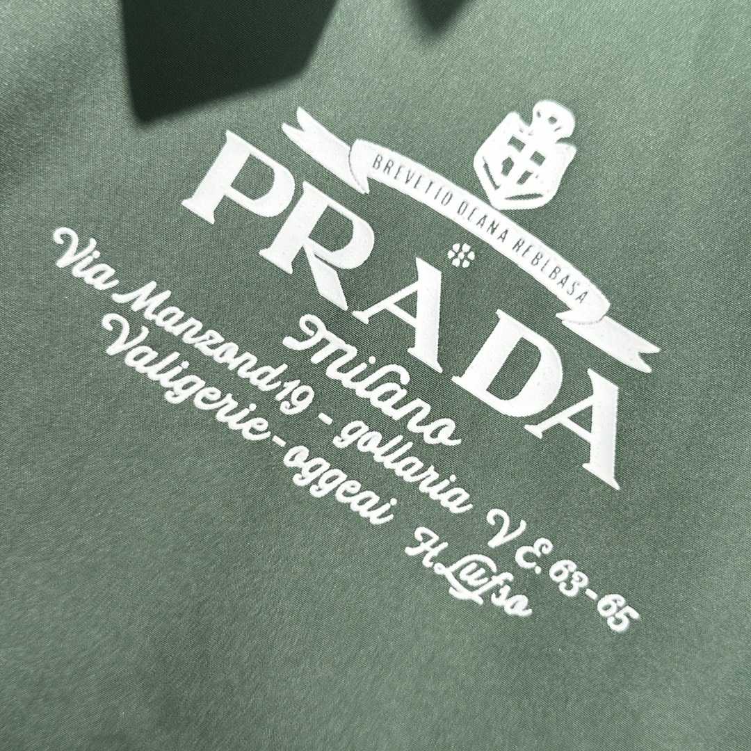 Prada Logo Print Zip Jacket Green - PerfectKickZ