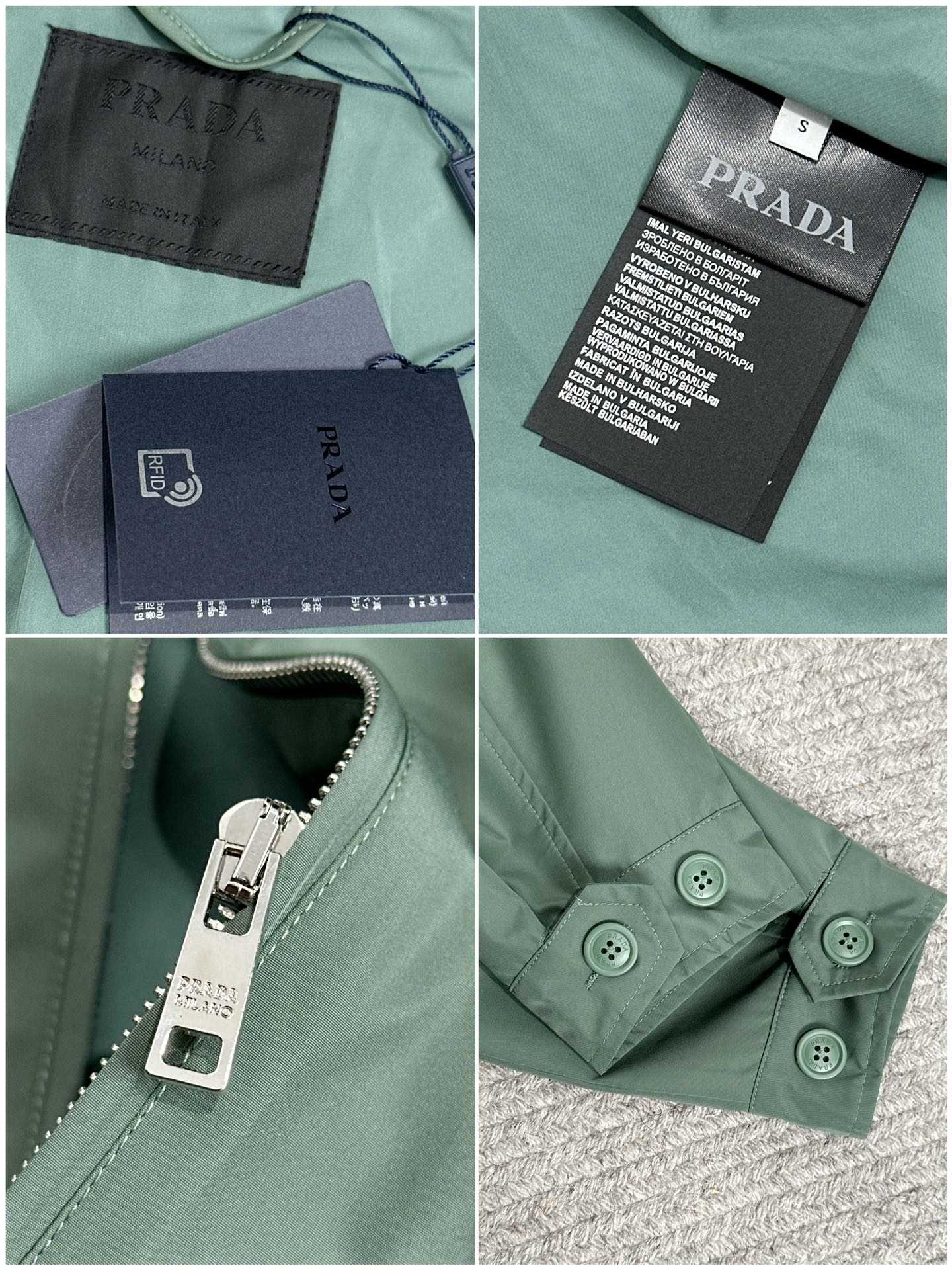 Prada Logo Print Zip Jacket Green - PerfectKickZ