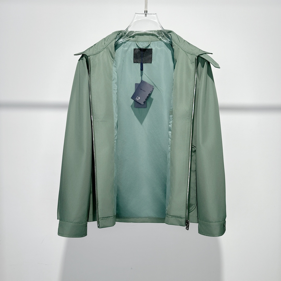 Prada Logo Print Zip Jacket Green - PerfectKickZ
