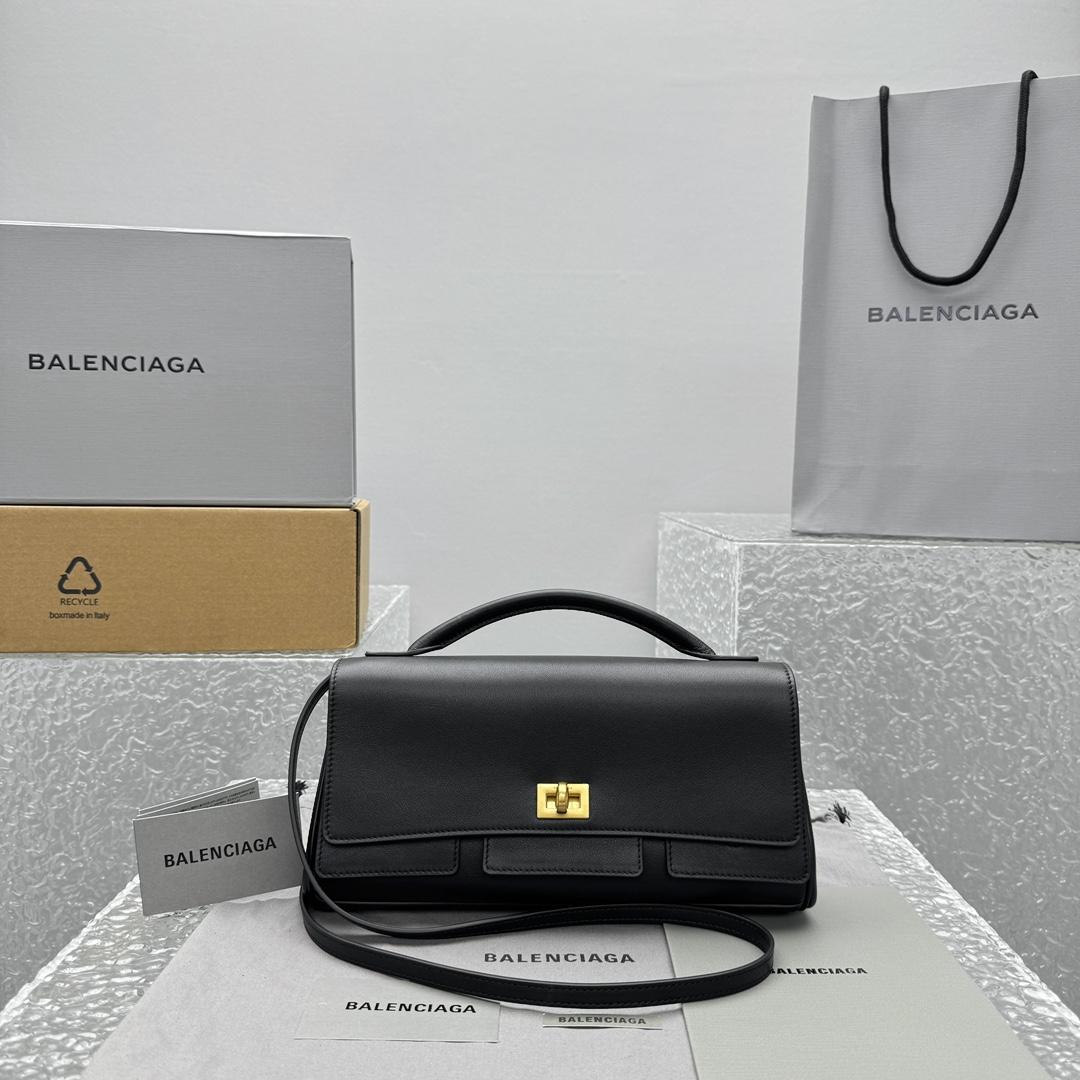 Balenciaga Bel Air Clutch On Strap Small In Black   - PerfectKickZ