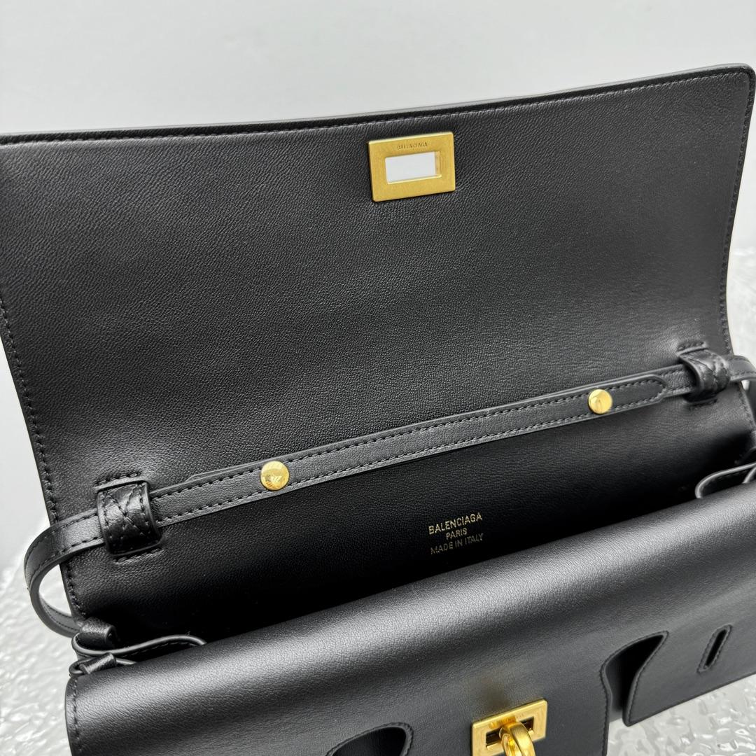 Balenciaga Bel Air Clutch On Strap Small In Black   - PerfectKickZ