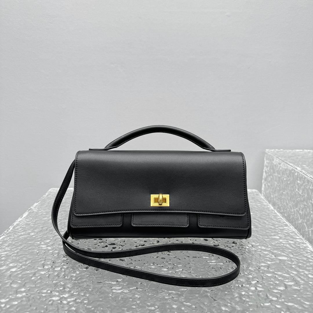 Balenciaga Bel Air Clutch On Strap Small In Black   - PerfectKickZ