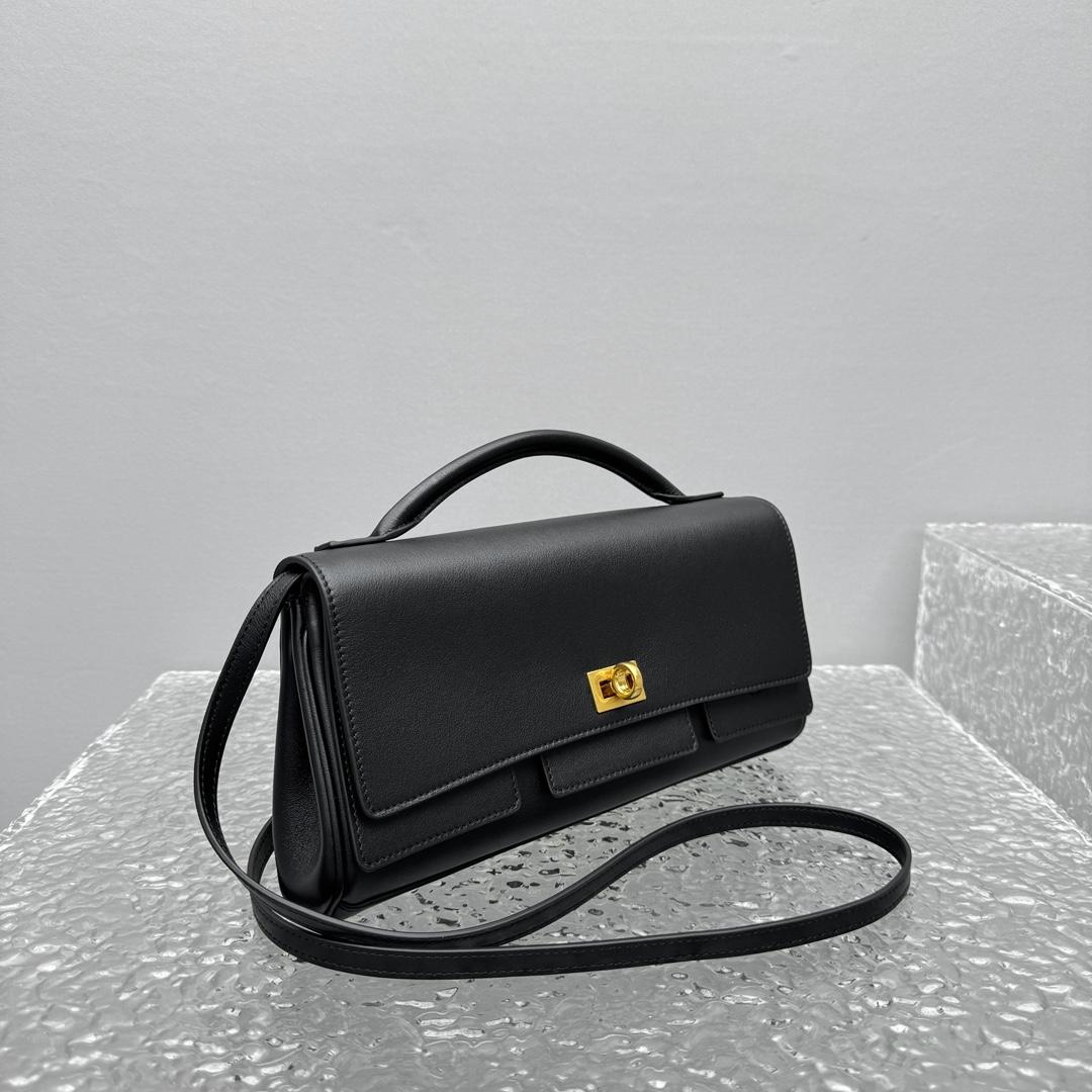 Balenciaga Bel Air Clutch On Strap Small In Black   - PerfectKickZ