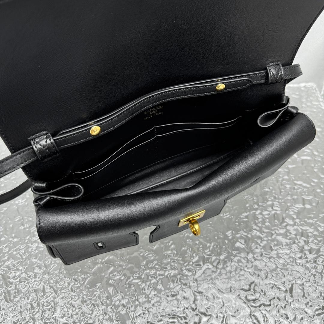 Balenciaga Bel Air Clutch On Strap Small In Black   - PerfectKickZ