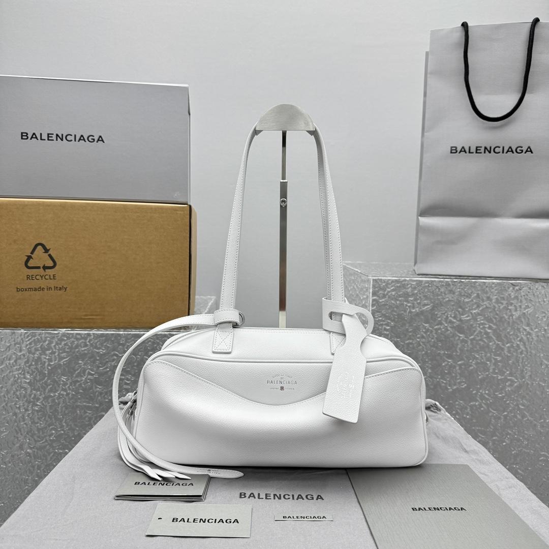 Balenciaga Carrie Bowling Bag Small In White - PerfectKickZ