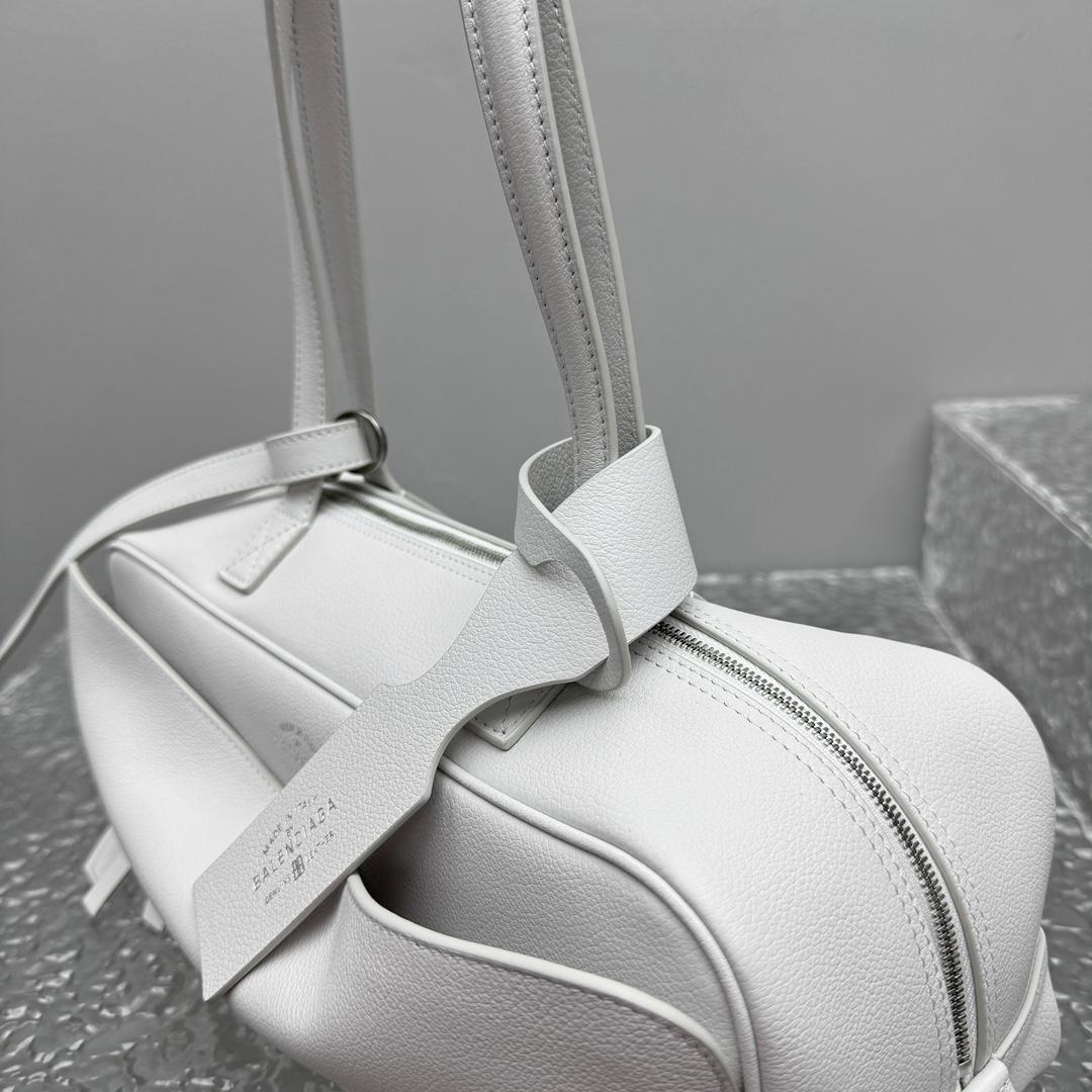 Balenciaga Carrie Bowling Bag Small In White - PerfectKickZ