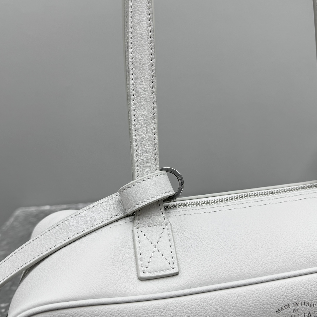 Balenciaga Carrie Bowling Bag Small In White - PerfectKickZ