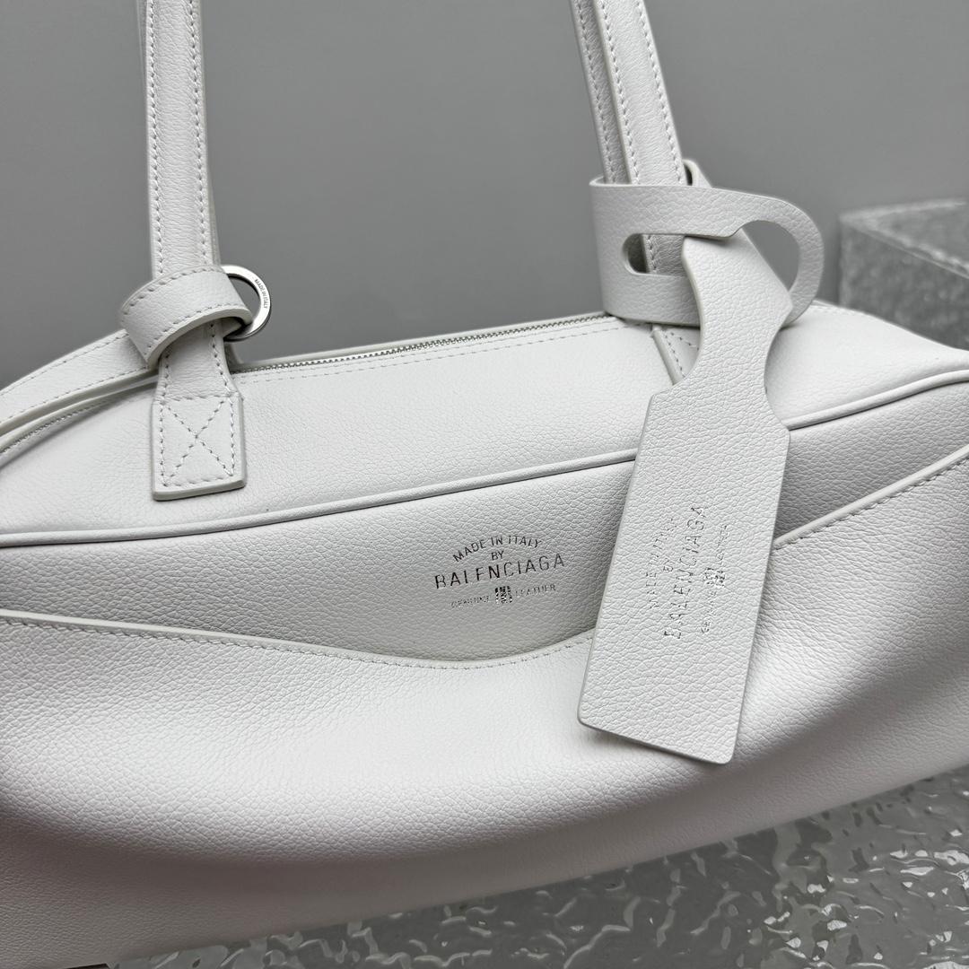 Balenciaga Carrie Bowling Bag Small In White - PerfectKickZ
