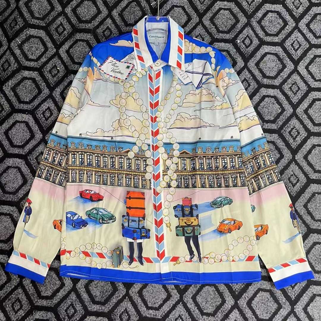 Casablanca Long-Sleeve Silk Shirt 'Place Casa' - PerfectKickZ